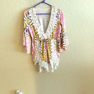 Lace trim romper